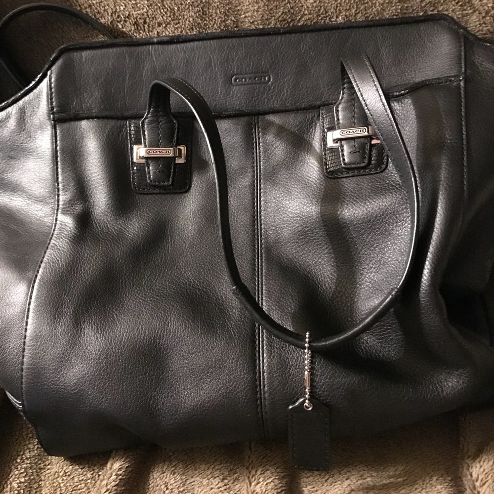 Black leather Coach purse
